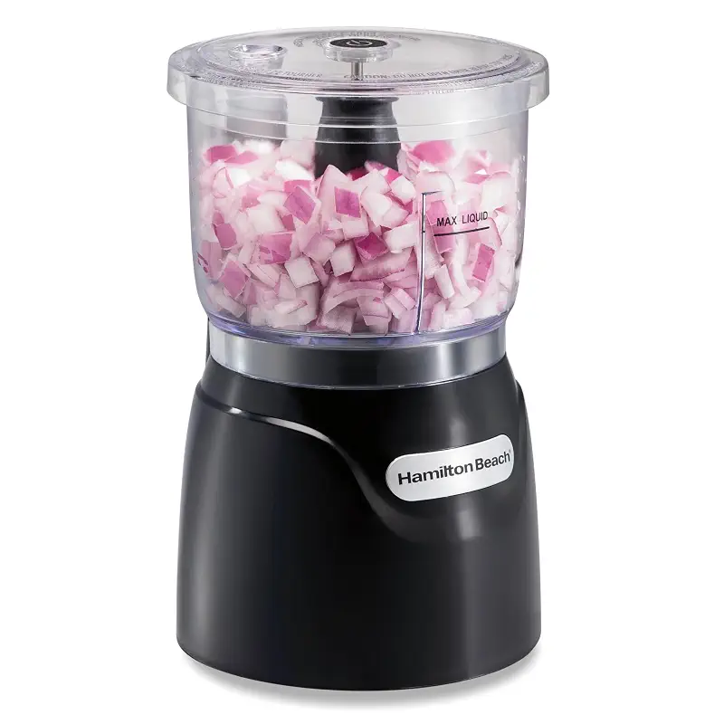 Hamilton Beach 3 Cup Electric Vegetable Chopper & Mini Food Processor | Simple Stack & Press Design | 350 Watts & Stainless Steel Blades For Dicing, Mincing & Puree | Dishwasher Safe | Black