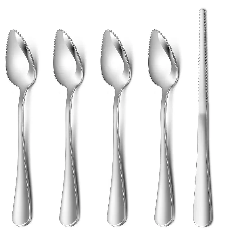 Hiware 4-piece Grapefruit Spoons and Grapefruit Knife, 18/8 Stainless Steel