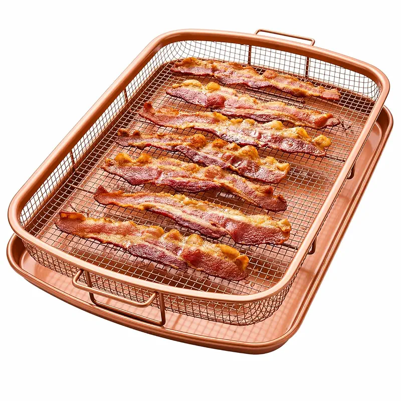 Gotham Steel Air Fryer Basket for Oven - 16.5” x 12.5” | Oven Air Fry Tray for Fries, Wings & Bacon, Non Stick Ceramic Coating PTFE/PFOA/PFOS Free, Dishwasher Safe, Copper