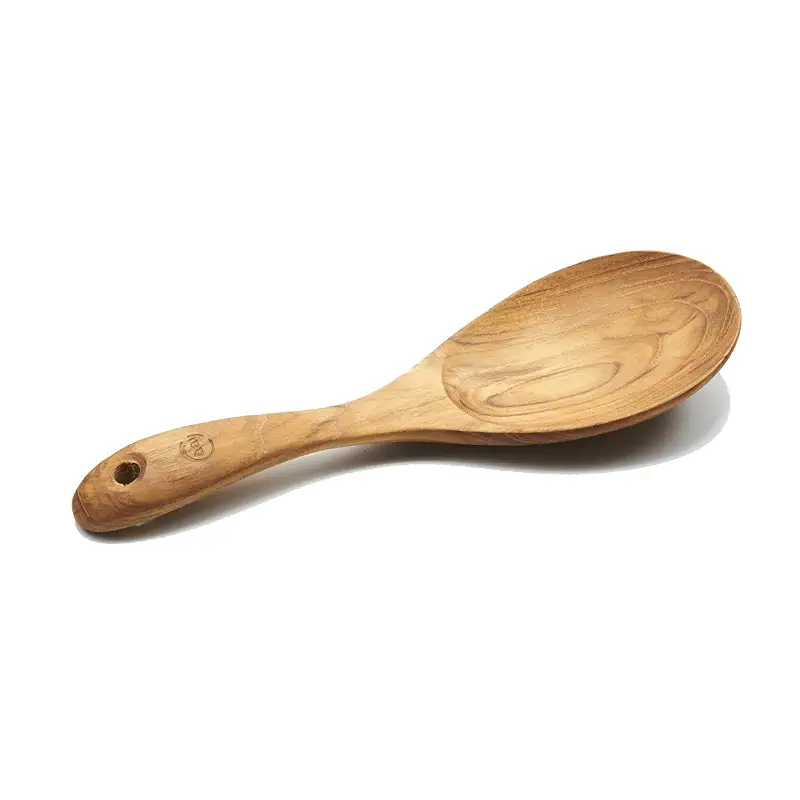 FAAY 9” Rice Paddle, Serving Spoon, Versatile Cooking Spoon – Handcraft from High Moist Resistance Golden Teak Wood | Durable, Healthy, Ergonomic Handle for Non Stick Cookware