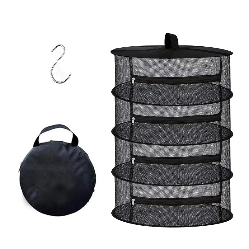 Desy & Feeci 4-Layer Herb Drying Rack - Collapsible Mesh Hanging Dryer Net for Herbs, Flowers, Tea, Fruits, and Vegetables - Includes S-Hook & Storage Bag (24" x 31")