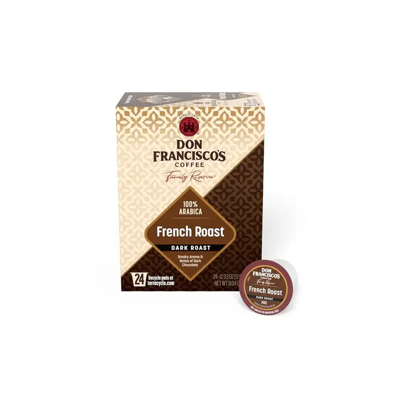Don Francisco's French Roast Single Serve Coffee Pods, Dark Roast, 24ct | Compatible with Keurig Coffee Pod Brewers, 100% Arabica Coffee, Convenient Single Serve Brewing, Fresh Brew in Every Cup
