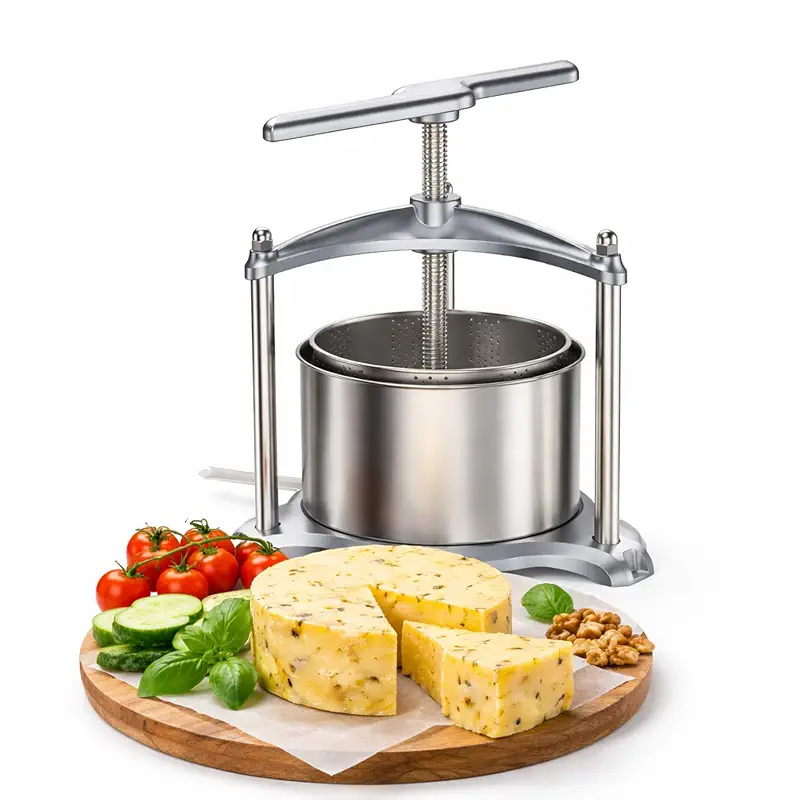 Manual Cheese Press, 0.8 Gallon Heavy Duty Food Press for Cheese, Tofu & Vegetable Dehydration – Stainless Steel Basket Herb & Tincture Press with Filter Bags, Not for Hard Fruits