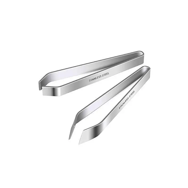 2 Pieces Fish Bone Tweezers, Stainless Steel Flat and Slant Tweezers Pliers Remover Tool (4.6")
