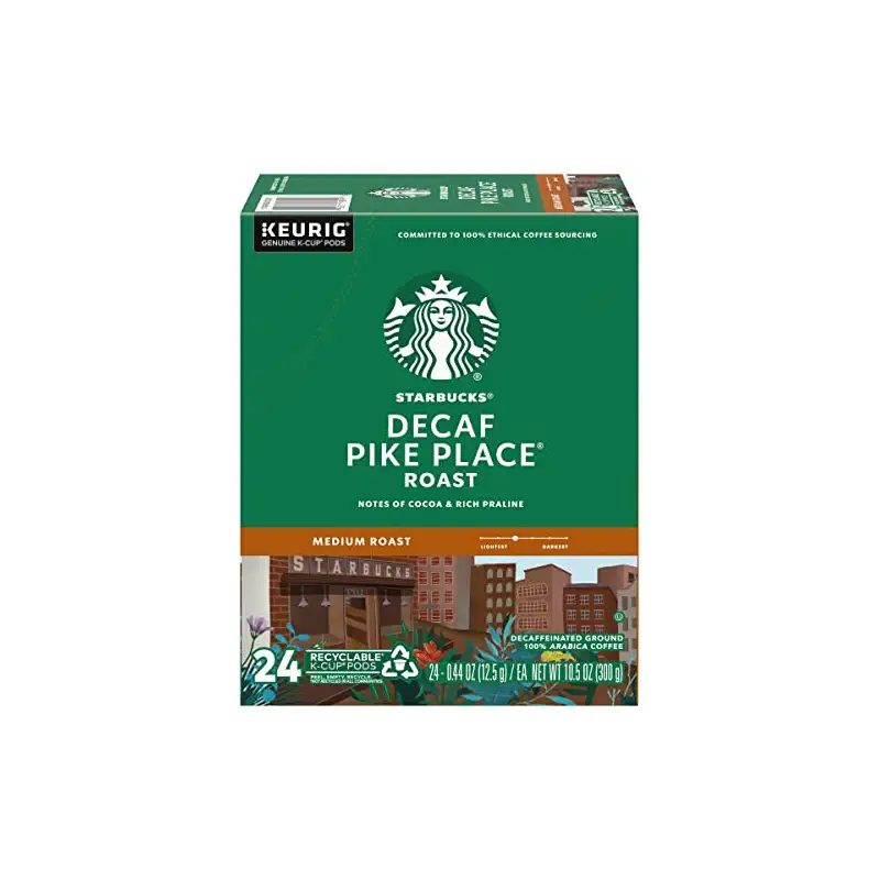 Starbucks Pike Place Decaffeinated Coffee Single-Serve K-Cup, 24 Count