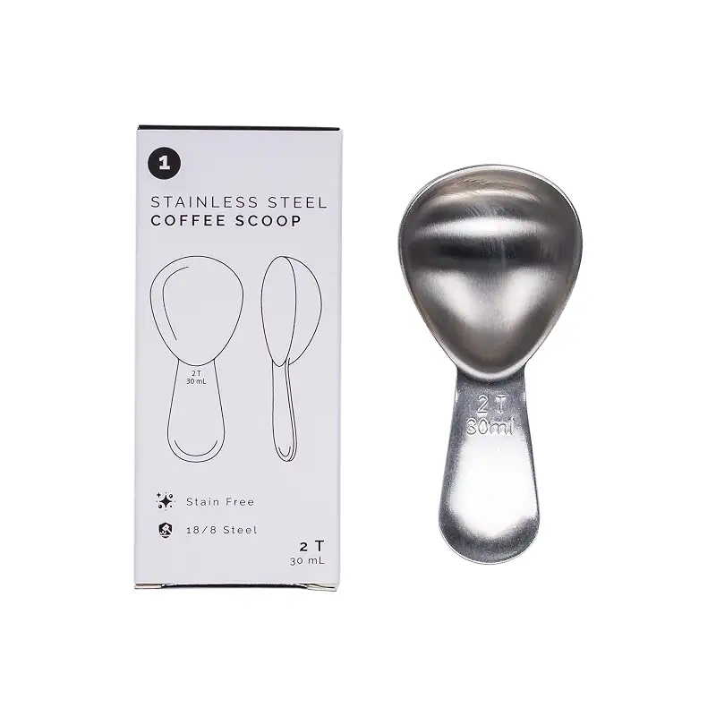Coffee Scoop | 2 Tbsp | Brushed Steel, Ergonomic Handle | Stainless Steel | Fits inside Airscape Canisters (Brushed Steel)
