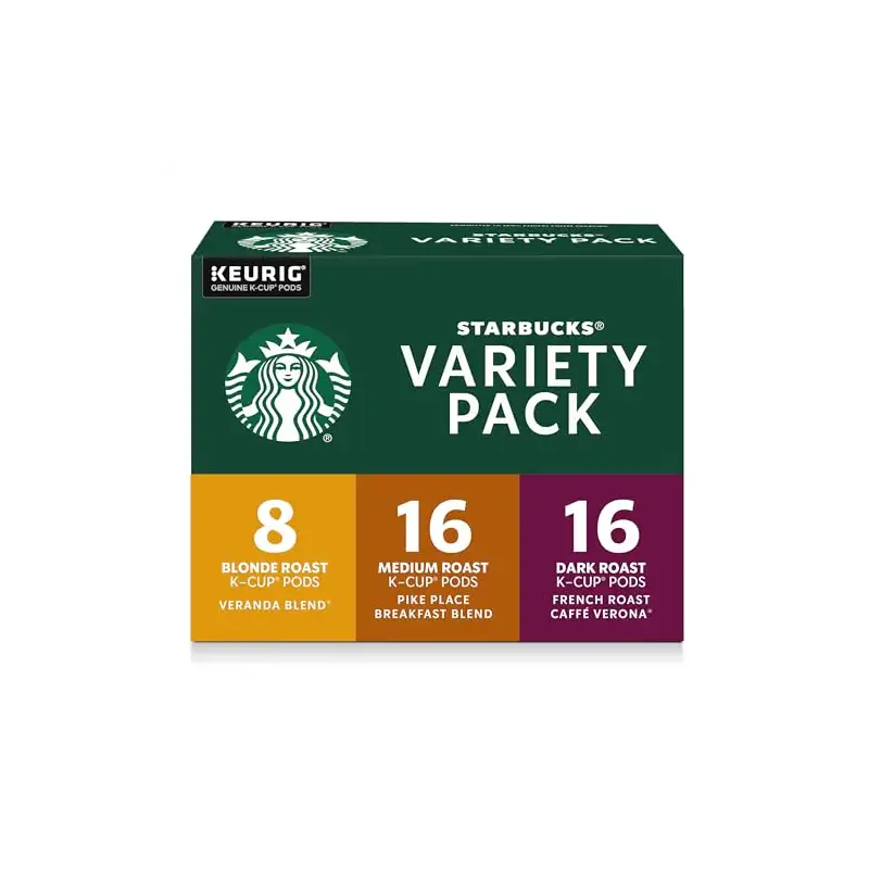 Starbucks K-Cup Coffee Pods, Starbucks Blonde, Medium and Dark Roast Hot or Iced Coffee, Variety Pack, 40 Keurig Pods | 100% Arabica K-Cup pods for Keurig brewers; variety pack with Starbucks Blonde, Medium and Dark roasts; 1 box, 40 pods