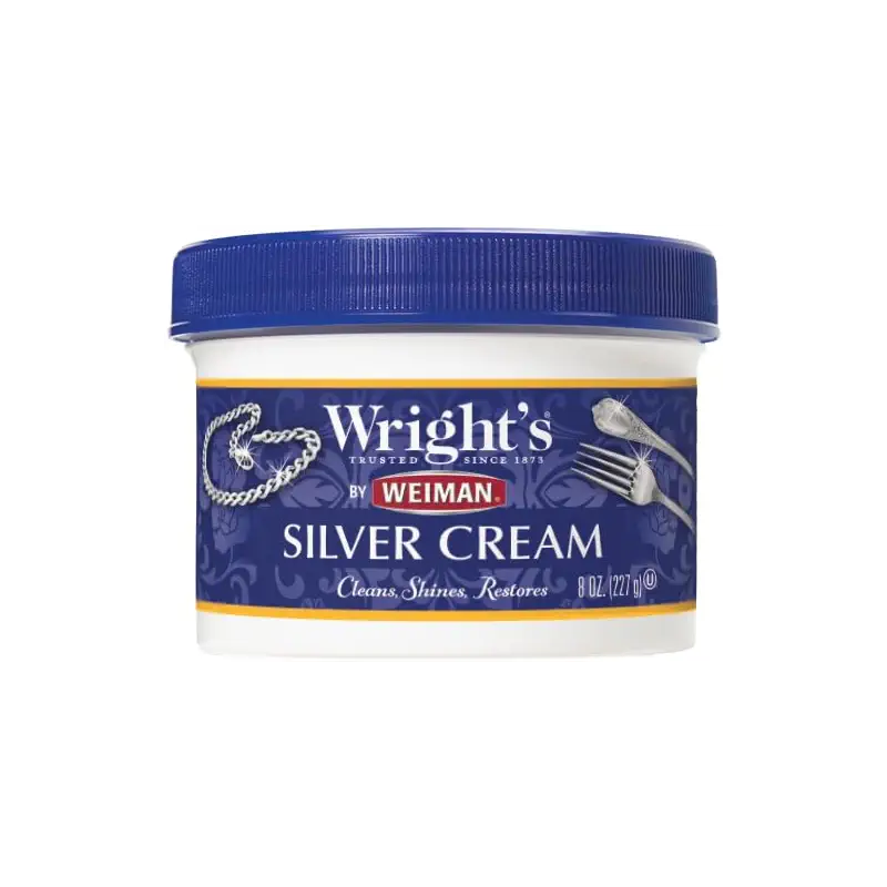 Wright's Silver Cleaner and Polish Cream, 8 Ounce, Gently Clean and Remove Tarnish for Jewelry, Pewter, and Sliver Without Scratching, Ammonia Free