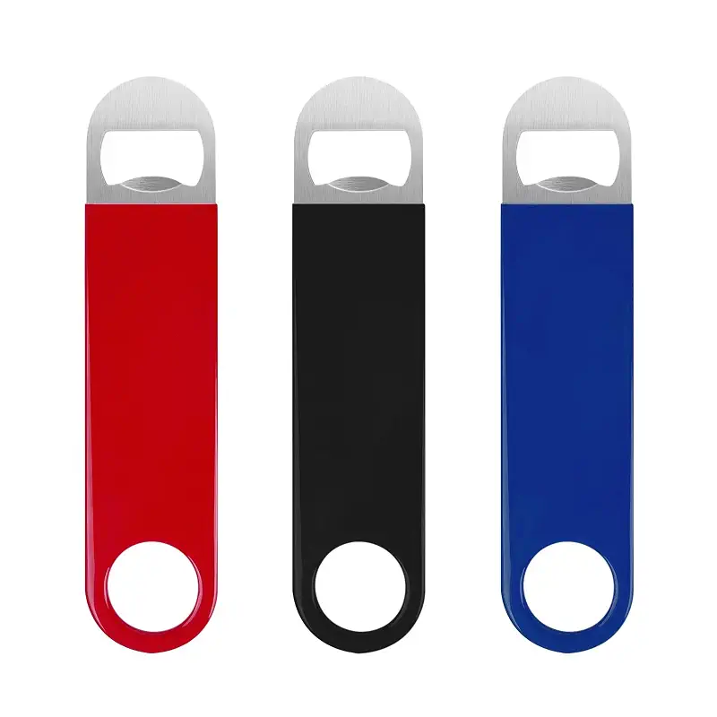 KTOJOY 3 Pack Bottle Openers,Beer Bottle Openers, Speed Openers, Stainless Steel Flat Bottle Opener with Exquisite Packaging, for Kitchen, Bar or Restaurant 7 inches Red, Black, Blue