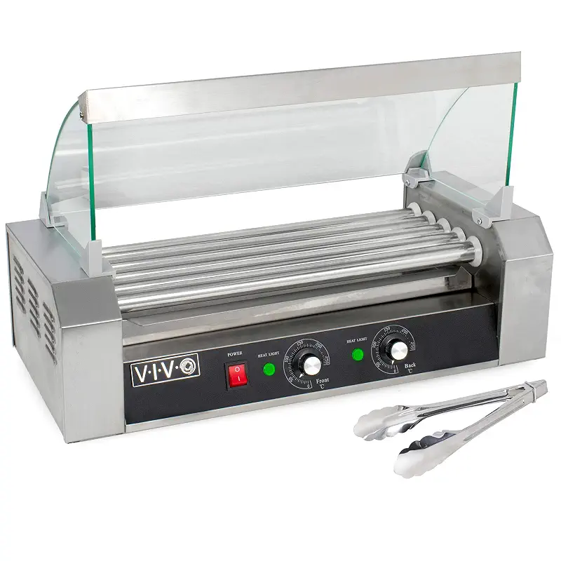 VIVO 5 Roller Electric Grill for 12 Hot Dogs, HOTDG-V205 | 750W, Cover Included, Stainless Steel, Cooker, Warmer, Commerical or Household