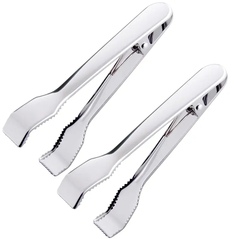 HINMAY Ice Tongs for Ice Bucket 6-3/4 Inch, Set of 2 | Premium 18/8 Stainless Steel Ice Tongs with Teeth for Ice Sugar Cubes Tea Party Coffee Bar Food Serving