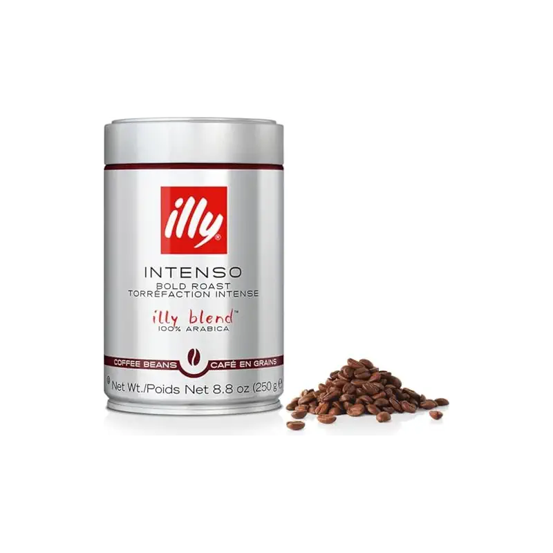 Illy Intenso Whole Bean Coffee, Dark Roast, Intense, Robust And Full Flavored With Notes Of Deep Cocoa, 100% Arabica Coffee, No Preservatives, 8.8 Ounce (Pack Of 1)