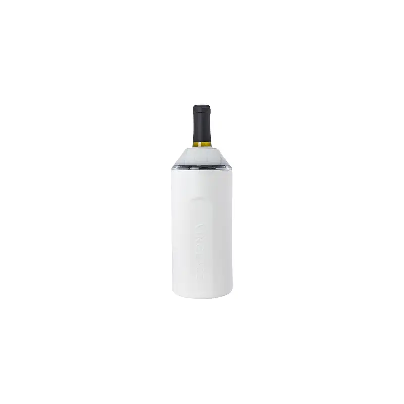 Vinglacé Wine Bottle Chiller- Portable Champagne Insulator- Stainless Steel Wine Cooler Sleeve - Keeps Wine Cold (White)