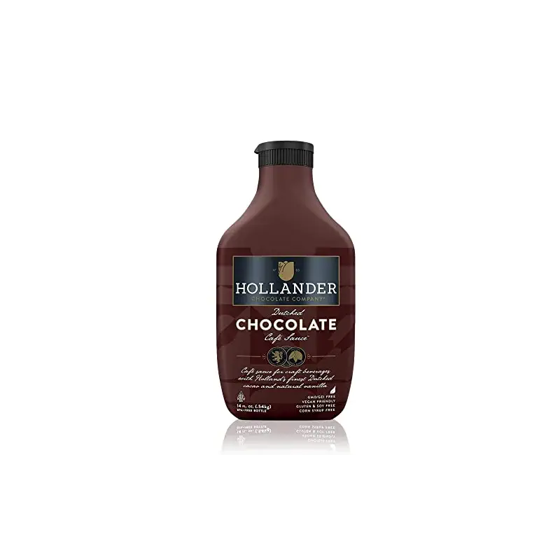 Hollander Dutched Chocolate Cafe Sauce, 15 fl. oz. Squeeze Bottle | Vegan Friendly, GMO-Free, Gluten/Soy Free, Corn Syrup Free