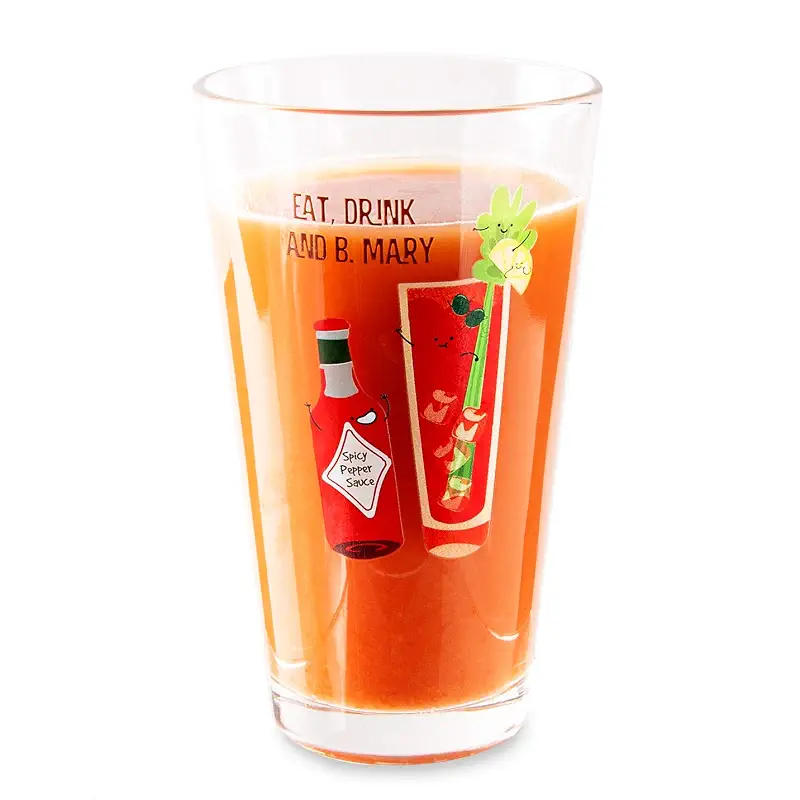 Pavilion Gift Company - Eat, Drink & B. Mary - Bloody Mary - 16 oz Pint Glass Tumbler