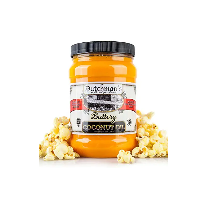 Dutchman’s Popcorn Coconut Oil | Butter Flavored Oil, 30oz Jar - Colored with Natural Beta Carotene, Makes Theater Style Popcorn, Vegan, Healthy, Zero Trans Fat, Gluten Free, Made in USA