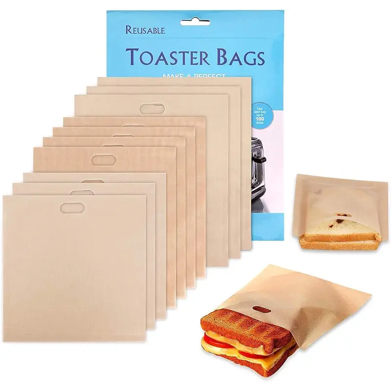 Samshow 10 Toaster Bags Reusable, 3 Sizes | Grilled Cheese Bags, Non Stick, For Sandwiches, Chicken, Nuggets, Panini and Garlic Toasts