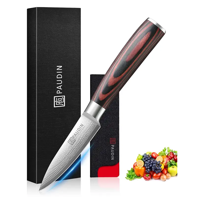 PAUDIN Paring Knife 3.5 Inch, Ultra Sharp Small Kitchen Knife | High Carbon 5Cr15Mov Stainless Steel Forged Fruit Knife, Ergonomic Pakkawood Handle with Elegant Box
