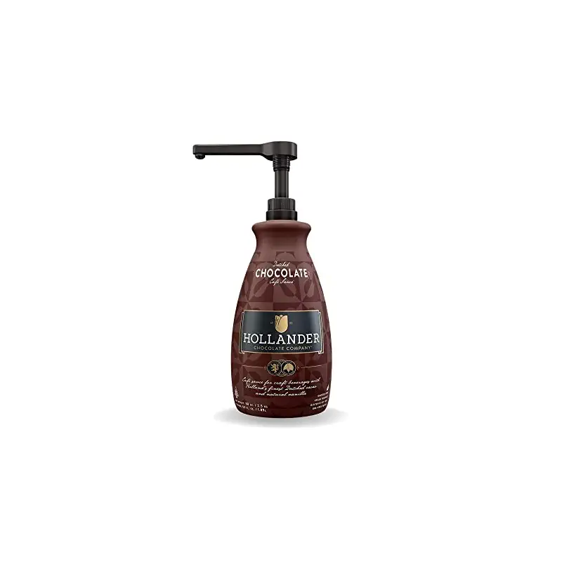 Hollander Dutched Chocolate Café Sauce, 89 oz (64 fl. oz) | Professional or Home Barista, Rainforest Alliance Certified, Large Bottle, Pump Included