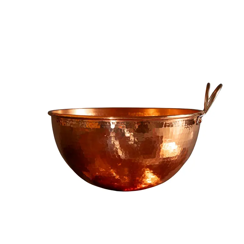 Sertodo Copper Mixing Bowl with Handle | Hand Hammered | 2.5 Qt, 10 in