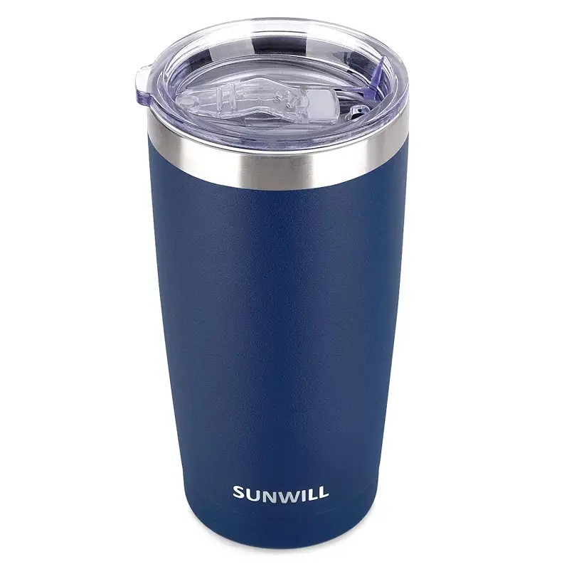 SUNWILL Travel Coffee Tumbler 20 oz, Insulated Mug with Lid, Stainless Steel Cup for Outdoor, Powder Coated Navy