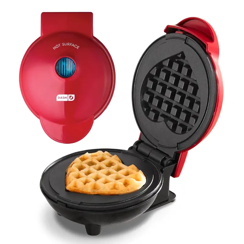 Dash Heart Mini Waffle Maker, 4-Inch Nonstick Cooking Surface, Red | Heart Shaped Waffles for Valentine's Day, Small Waffle Iron & Chaffle Maker, Mini Waffles for Kids & Families