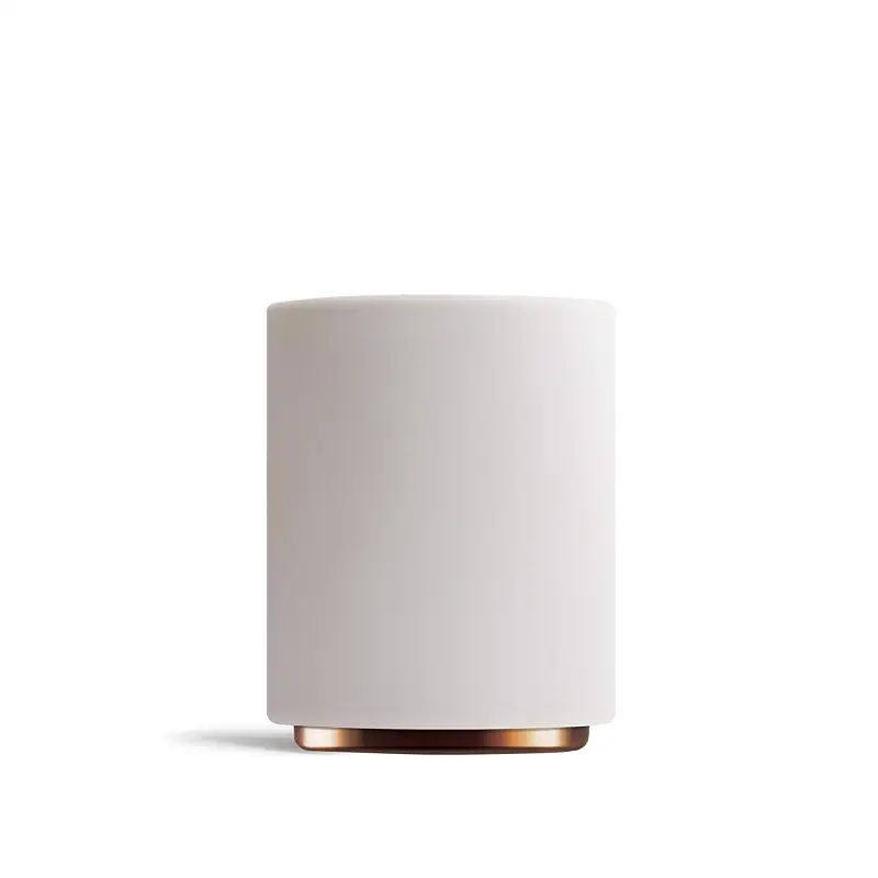 Fellow Monty Latte Art Cup 11oz - Double Wall Ceramic Mug for Cappuccino, Espresso & Barista, Crema-Lifting Slope, Stackable, Dishwasher Safe, Matte White with Copper Base