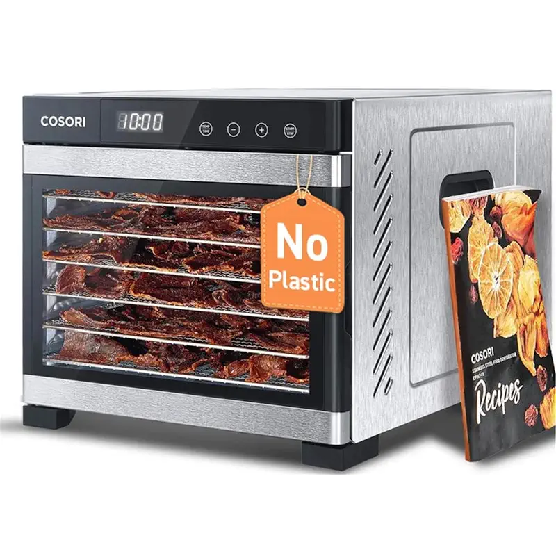 Cosori Food Dehydrator, 6 Stainless Steel Trays with 6.5 ft² Drying Space | Extra Large, 95-165°F Precision Control, 600W Faster Drying, Horizontal Airflow, Quiet Operation under 48 dB, 48H Timer