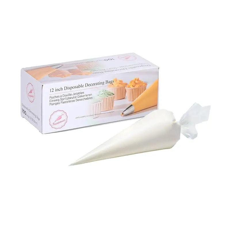Keenpioneer Piping Bag - Disposable Cake Decorating Bag | 100 Count, 12 inch, Clear, Icing Pastry Bags for Cake, Cream Frosting and Cookie Decoration (Packaging May Vary)