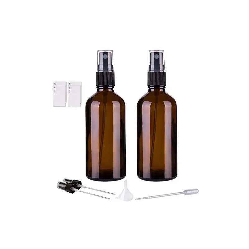 Hydior Amber Glass Spray Bottles for Essential Oils, 4oz, 2 Pack | Small, Empty, Fine Mist