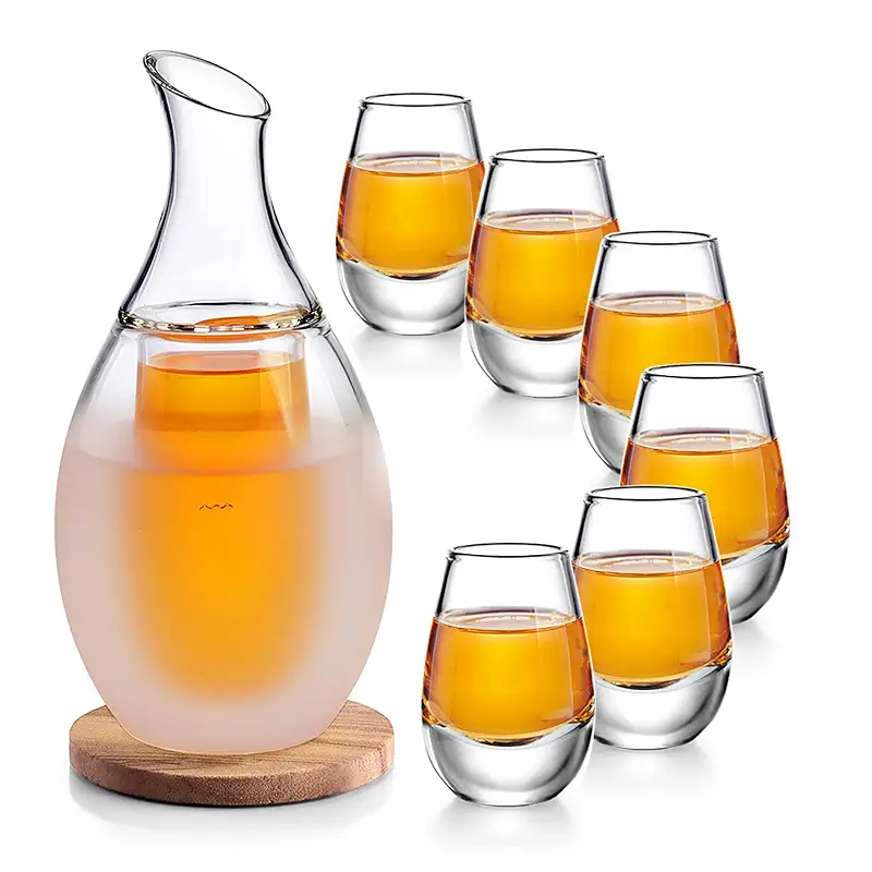 ZENS Sake Set with 6 Sake Cups, 8.5 oz Sake Glasses for Cold Sake | Sake Glass Set with Saki Cup Set, Sake Set Made in Japan with Cotton Mat for Cold Sake Lovers Gift