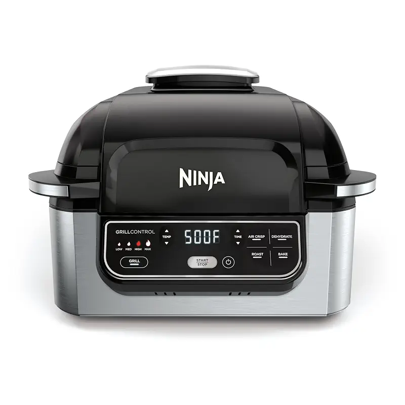 Ninja Foodi Indoor Grill & Air Fryer | 5-in-1 Grill, Air Fry, Roast, Bake, & Dehydrate | Cyclonic Grilling Technology | XL Capacity | Dishwasher Safe Parts | Black/Grey | AG301