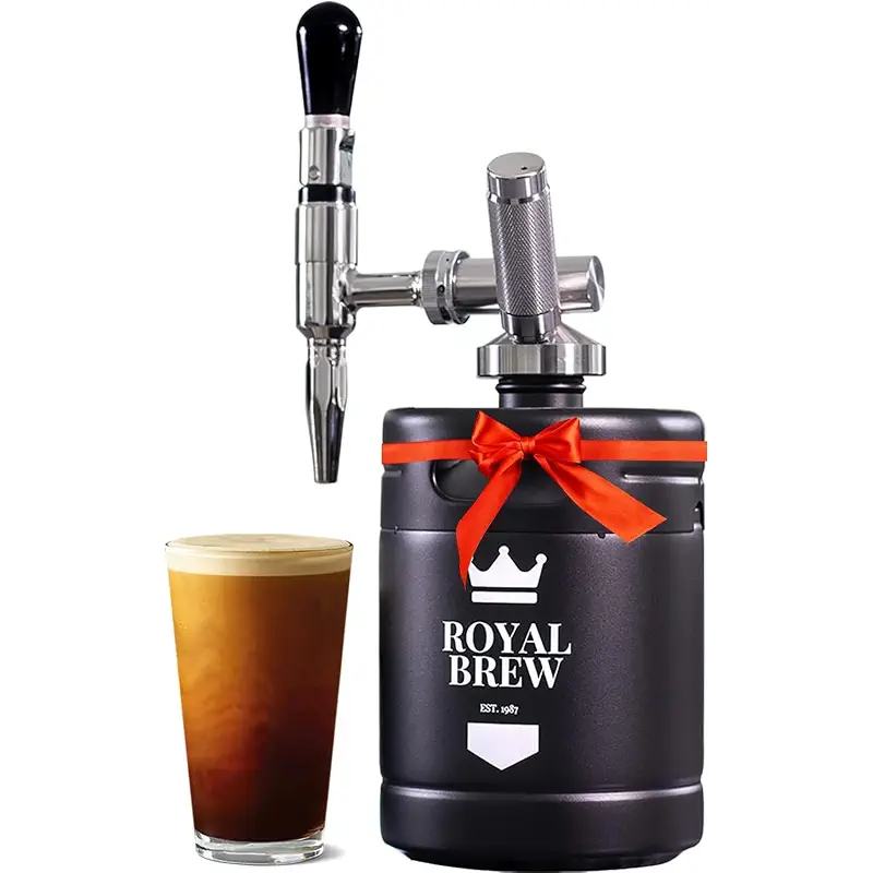 The Original Royal Brew Nitro Cold Brew Coffee Maker - Gift for Coffee Lovers - 64 oz Home Keg, Nitrogen Gas System Coffee Dispenser Kit
