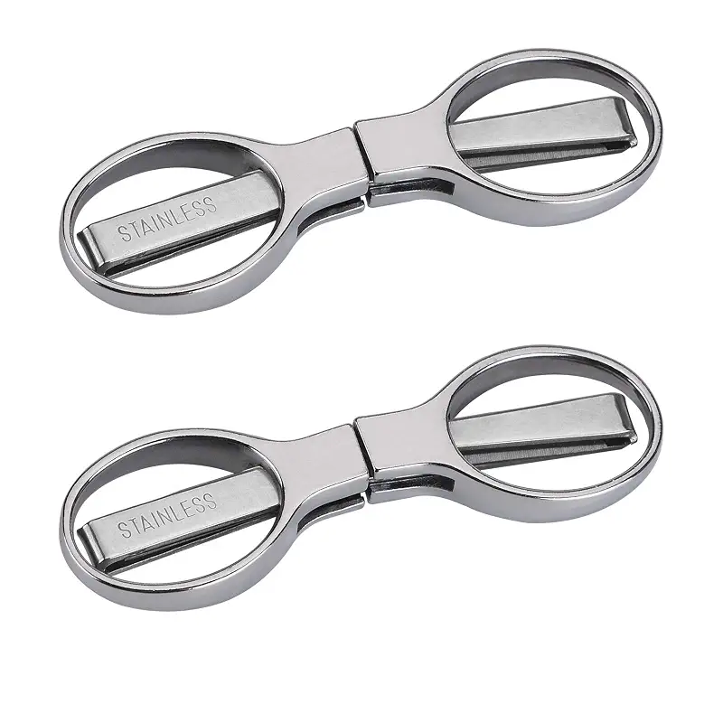 Friker Folding Scissors,Portable Telescopic Cutter Pocket Badge Scissors | 2 Pcs Mini Safe Silver Foldable Scissors for Household, Office, Handcrafts, Sewing, Nurse Use, Travel and Fishing