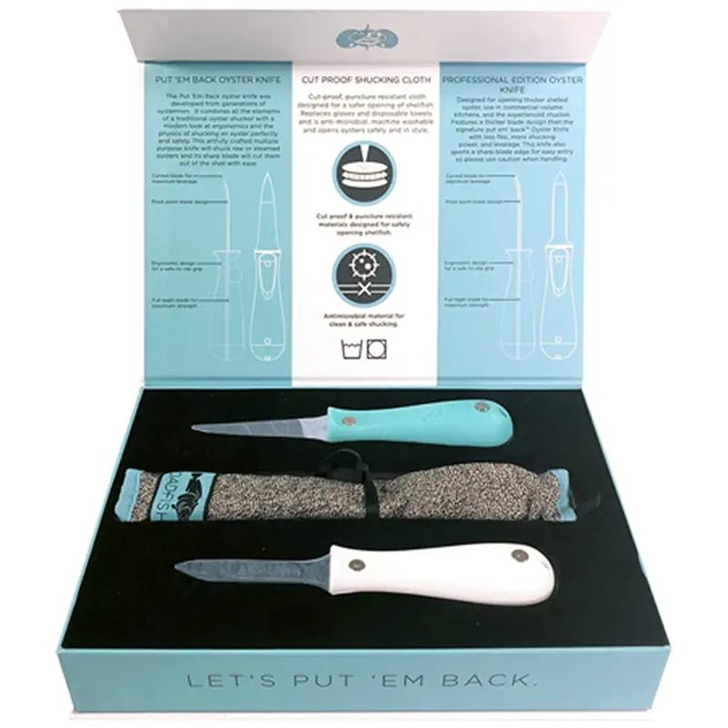 Toadfish Oyster Shucker's Bundle, Oyster Knife Shucker Set - Oyster Shucking Knives & Cut-Resistant Shucking Cloth, Seafood Opener Kit Tools Gift