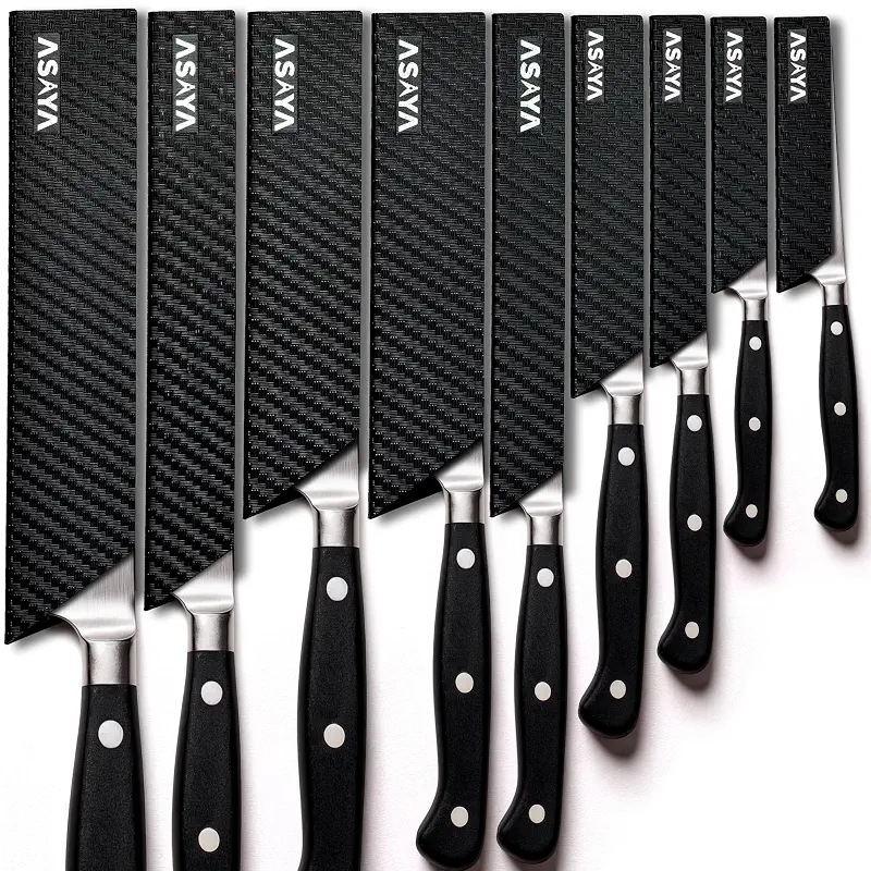 Asaya Professional Chef Knife Edge Guards – 9 Piece Knives Universal Covers - Extra Strength ABS Plastic and Food Safe Kitchen Knife Sheath Covers – Knives Not Included