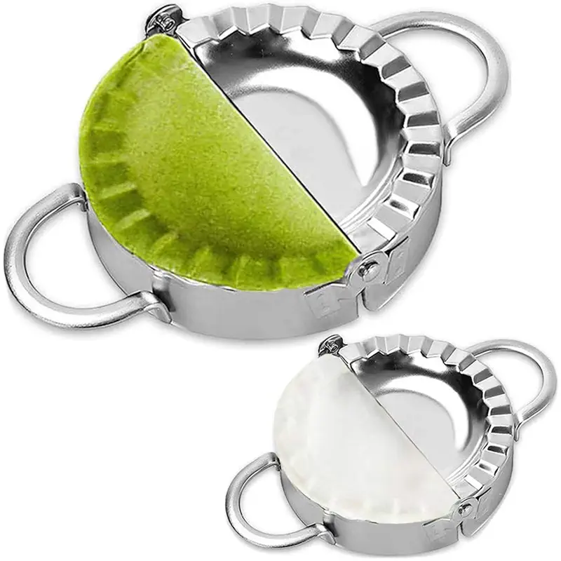 Stainless Steel Dumpling Ravioli Maker Press,AUAM 2 Pack Pierogi Mold - Wonton Mould, Easy-tool for Dumpling Wrapper Dough Stamp Cutter Pastry Pie Making (Small 3 inch,Large 3.75 inch)