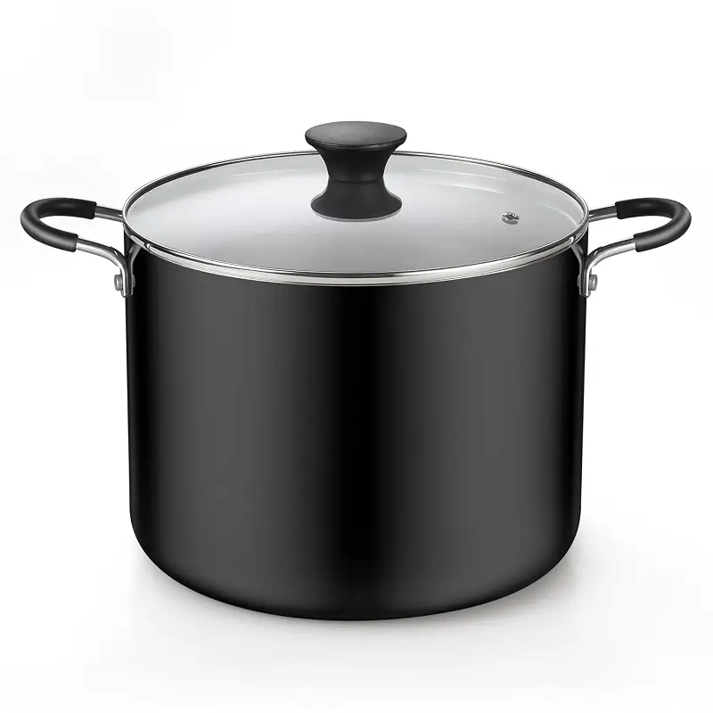 Cook N Home 10.5 Quart Non Stick Stock Pot with Lid, Large Pots for Cooking | Nonstick Soup Pot, Stockpot Induction Cookware - Oven & Dishwasher Safe, Black