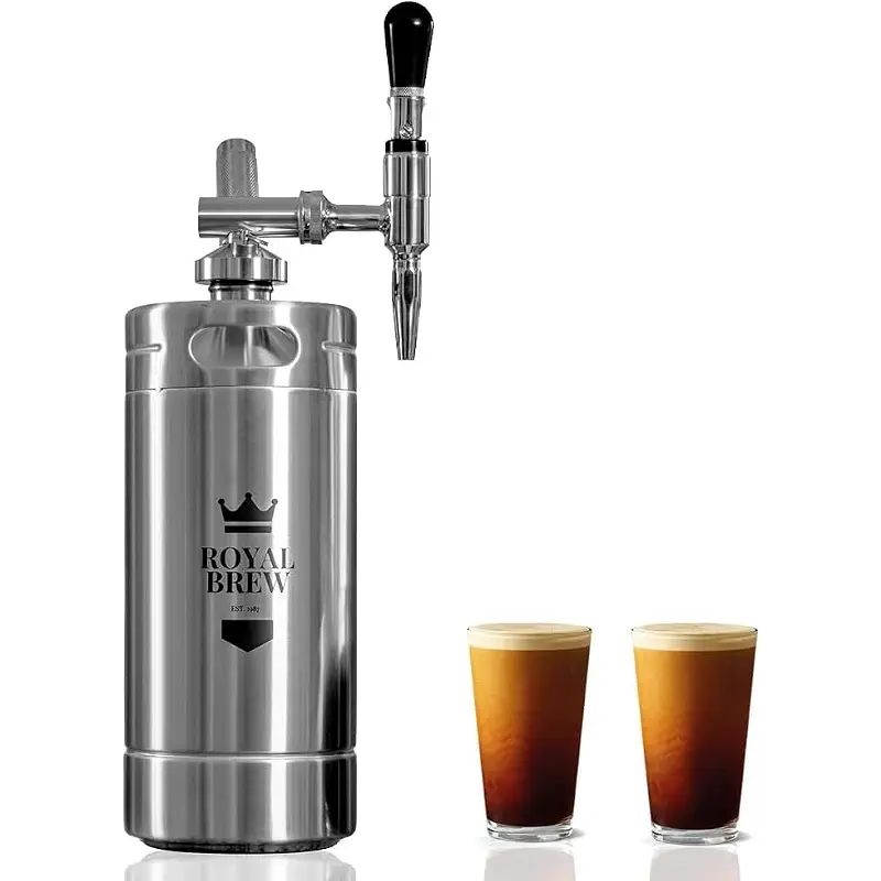 The Original Royal Brew Nitro Cold Brew Coffee Maker - Gift for Coffee Lovers - 128 oz Extra Large Home Keg, Nitrogen Gas System Coffee Dispenser Kit | Stainless Steel Coffee Dispenser Kit with Stout Faucet, Nitrogen Gas Home Nitro Coffee System, Gift for Coffee Lovers