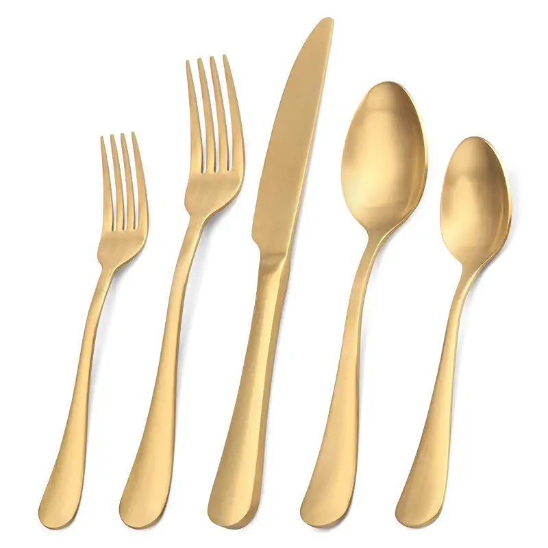 Matte Gold Silverware Set, Satin Finish 20-Piece Stainless Steel Flatware Set,Kitchen Utensil Set Service for 4,Tableware Cutlery Set for Home and Restaurant, Dishwasher Safe