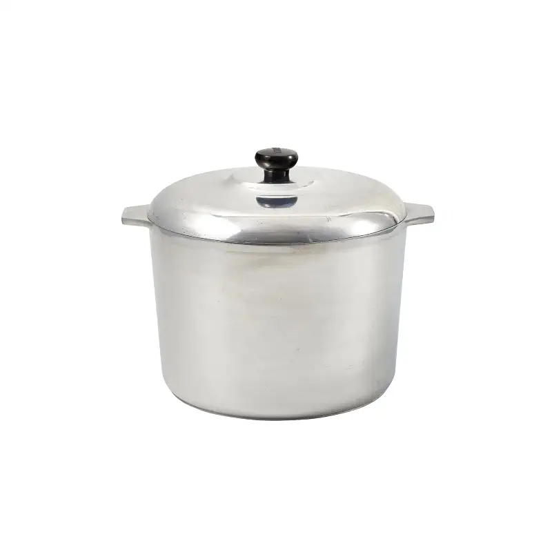 IMUSA USA Heavy Duty Cajun Aluminum Stock Pot 14 Quart, Silver | Brushed Finish, Side Handles and Bakelite Knob with Lid, Ideal for Soups and Stews, Great for Large Meals