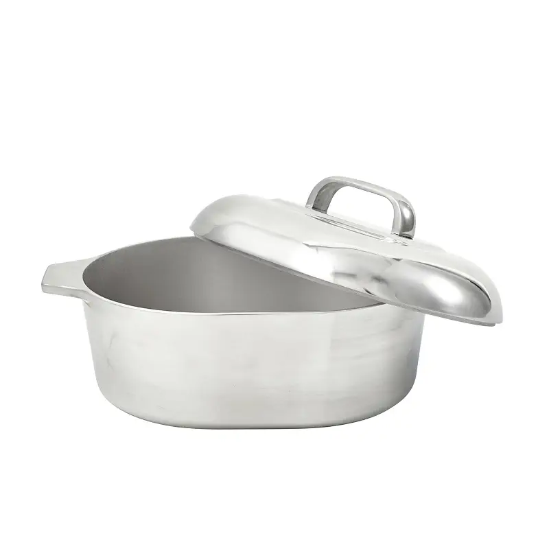 IMUSA USA Heavy Duty Cajun Oval Aluminum Roaster 15, Silver | Heats Quickly and Evenly, Ideal for Roasting and Steaming