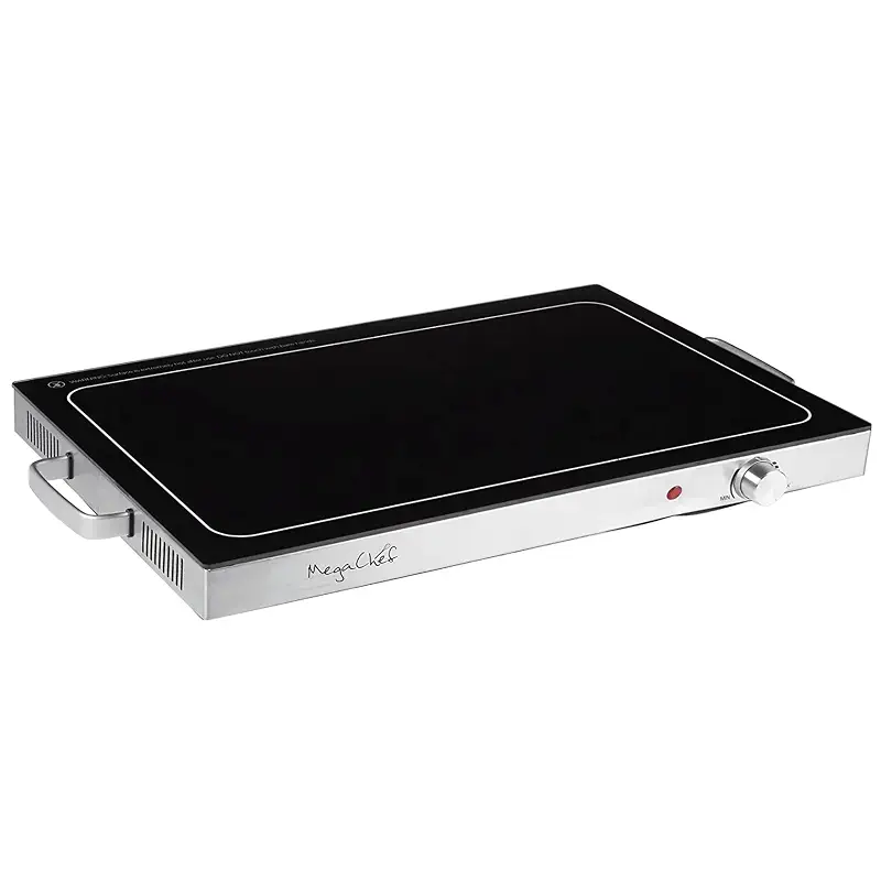 Megachef Electric Warming Tray with Adjustable Temperature Control, 24 in, Silver, Black