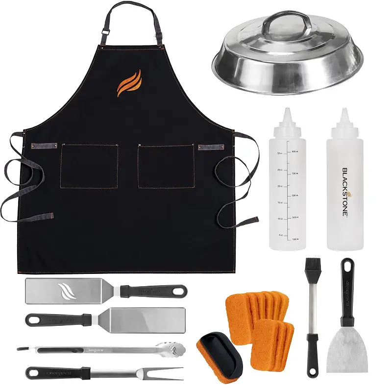 Blackstone® Pro 22-Piece Griddle Tool Kit 5179 | Blackstone® Spatula, Tongs, Apron, Bastin Dome, Squeeze Bottles, & Griddle Cleanup Accessories