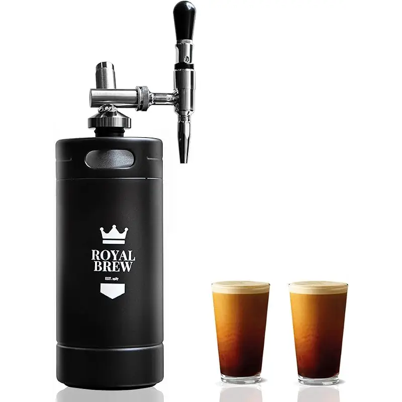 The Original Royal Brew Nitro Cold Brew Coffee Maker - Gift for Coffee Lovers -128 oz Extra Large Home Keg, Nitrogen Gas System Coffee Dispenser Kit - Use Nitrogen or Nitrous Oxide | Stainless Steel Coffee Dispenser Kit with Stout Faucet, Nitrogen Gas Home Nitro Coffee System, Gift for Coffee Lovers