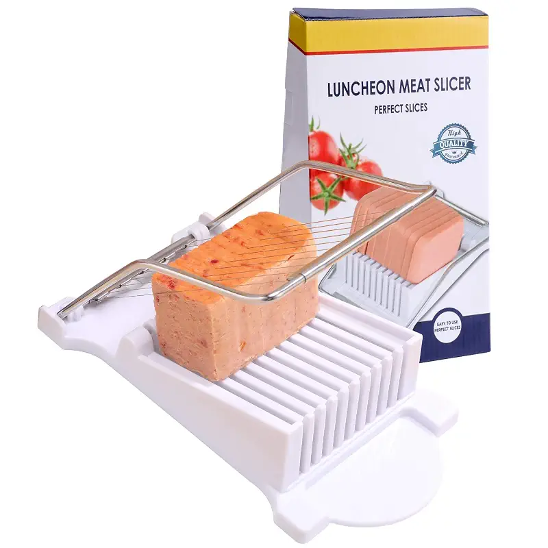 Slicer, Luncheon Meat Slicer Boiled Egg Fruit Soft Cheese Butter Slicers Cutter, Stainless Steel Wires, Cuts 10 Slices (White)