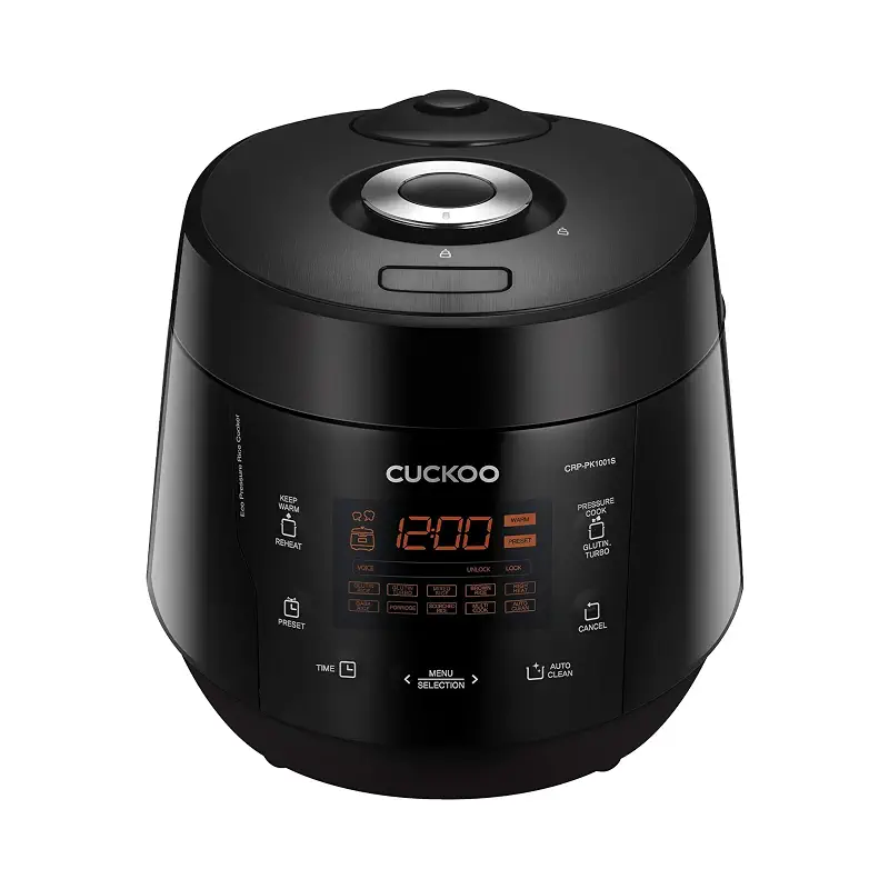CUCKOO High Pressure Rice Cooker, 20-Cup Cooked, Black, CRP-PK1001S | Large 10-Cup Uncooked Capacity, Nonstick Inner Pot, 16 Menus, 20-26 Minute Turbo White Rice, Auto Clean, Made in Korea