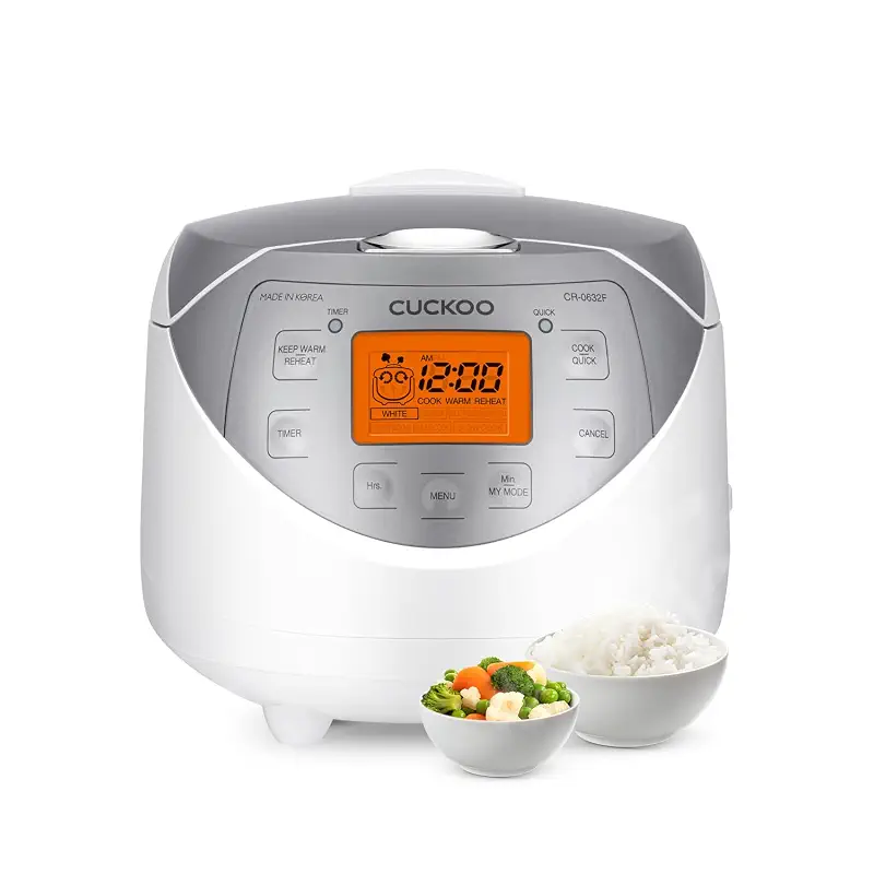 CUCKOO Micom Rice Cooker 6 Cup Uncooked / 12 Cup Cooked, Korean Fuzzy Logic Rice Cooker with Delay Timer & Keep Warm Setting, Versatile Food Steamer with Non-Stick Inner Pot, Silver (CR-0632F)