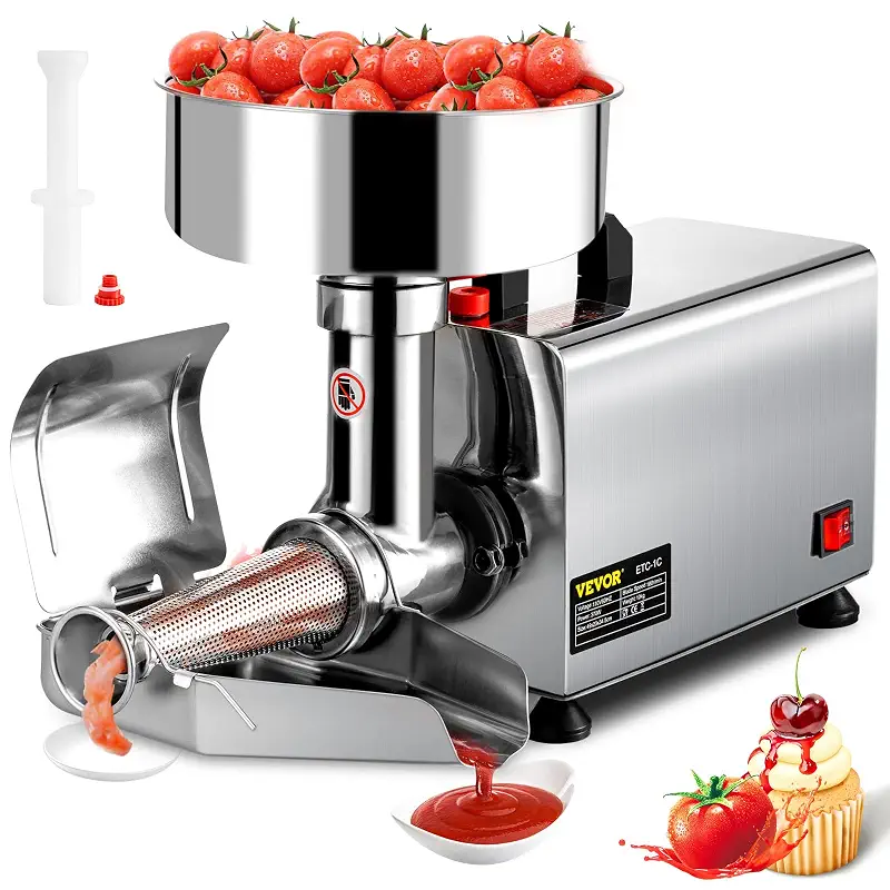 VBENLEM 110V Electric Tomato Strainer 370W Commercial Grade Tomato Milling Machine Stainless Steel Tomato Press and Strainer 90-160 Kg/H Pure Copper Motor Food Strainer and Sauce Maker | Stainless Steel Tomato Press with 90-160 kg/h Output and Pure Copper Motor for Straining Tomatoes and Preparing Fresh Sauces