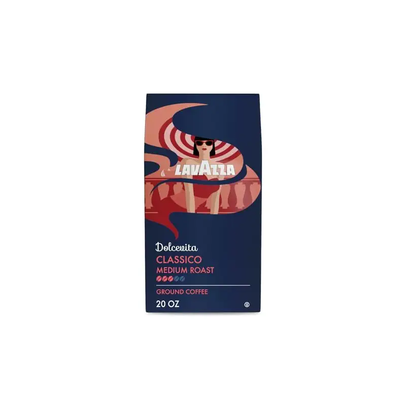 Lavazza Classico Ground Coffee Blend, Medium Roast, Authentic Italian, Blended And Roasted in Italy, Non GMO, Value Pack, A Full bodied with rich flavor and notes of dried fruit, 20 Ounce